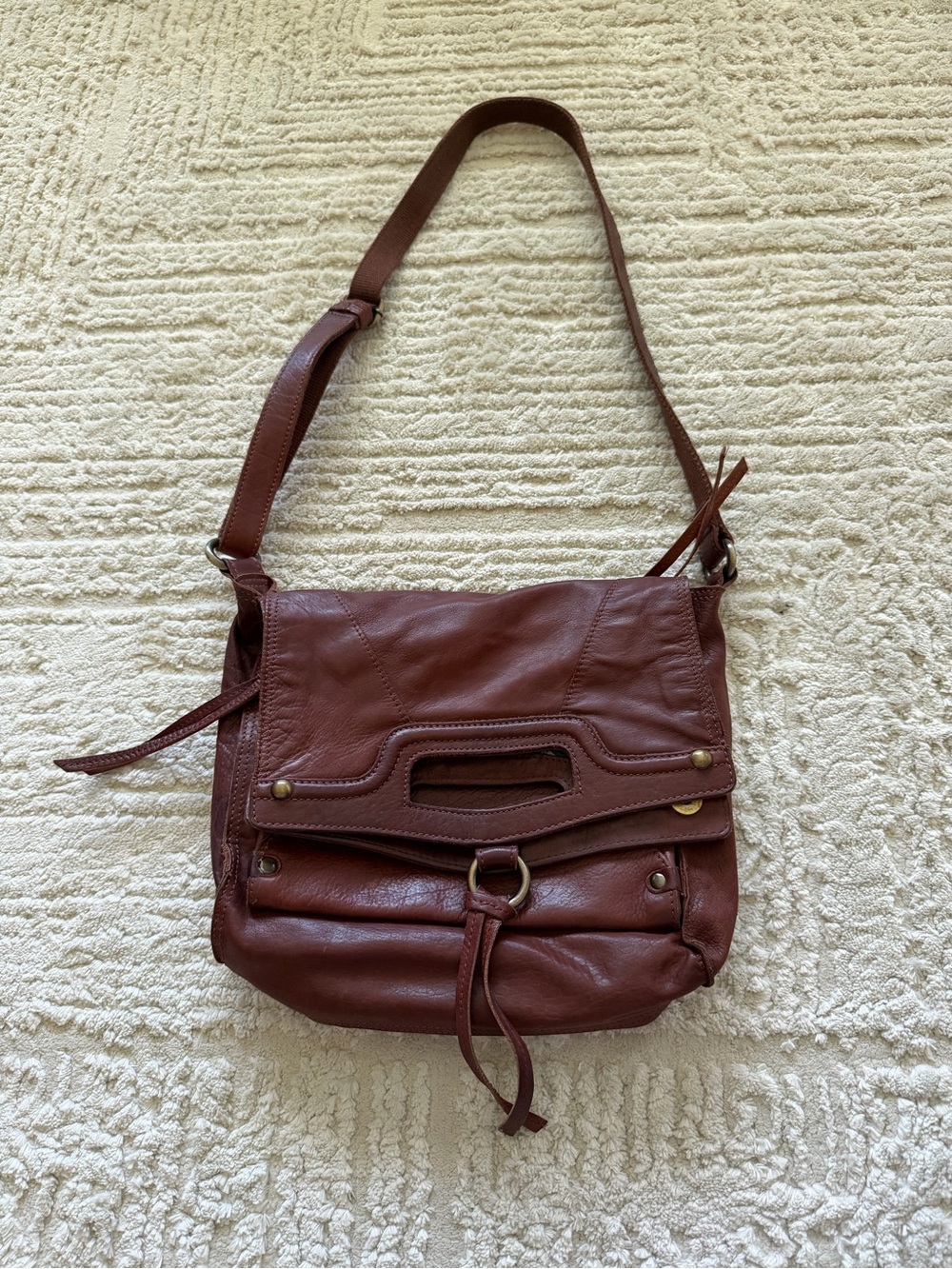Lucky Brand Abbey Road brown leather fold-over crossbody bag